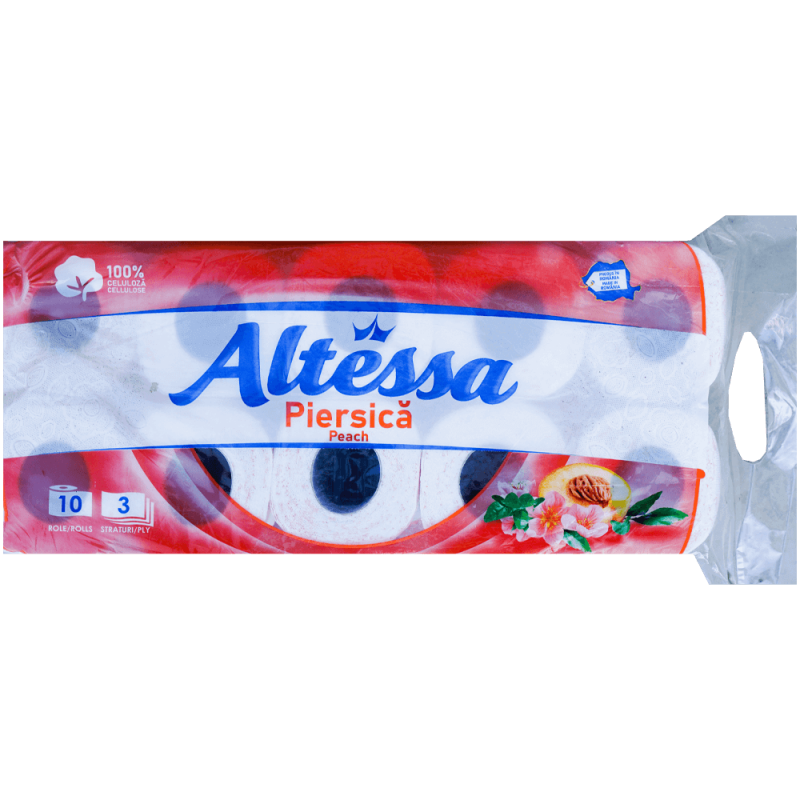 Hartie igienica parfumata piersica 3 straturi 110 foi 10 role Altessa